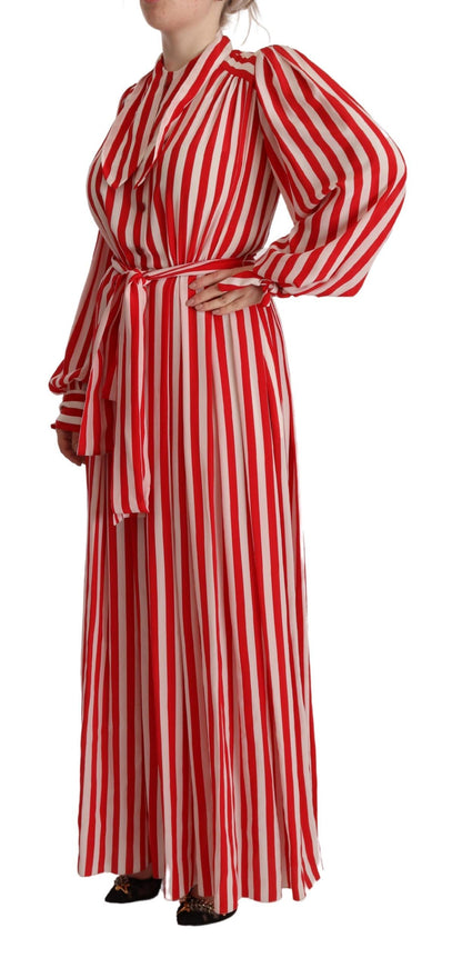  - Elegant Striped Silk Maxi Dress