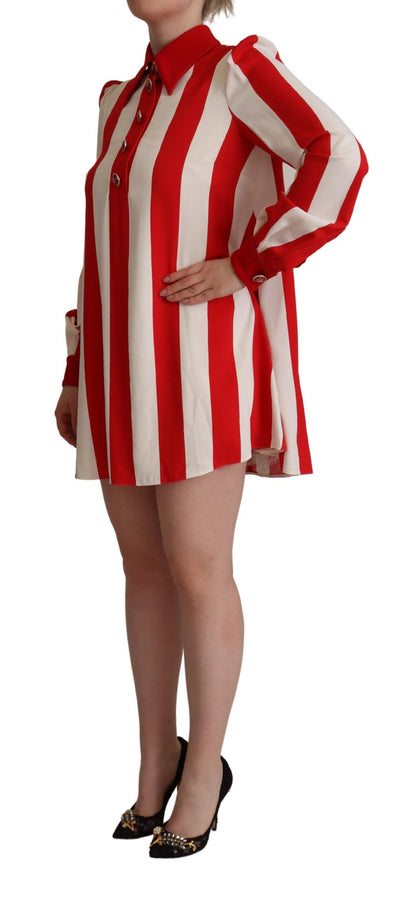  - Elegant Striped Shirt Mini Dress