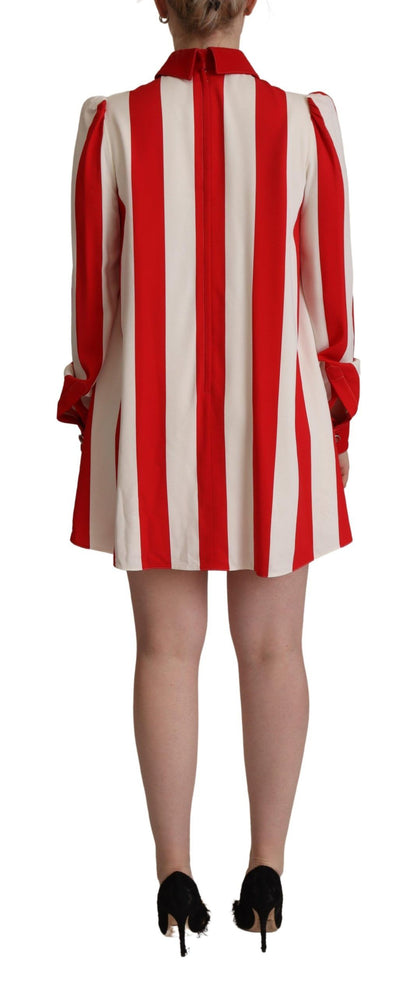  - Elegant Striped Shirt Mini Dress