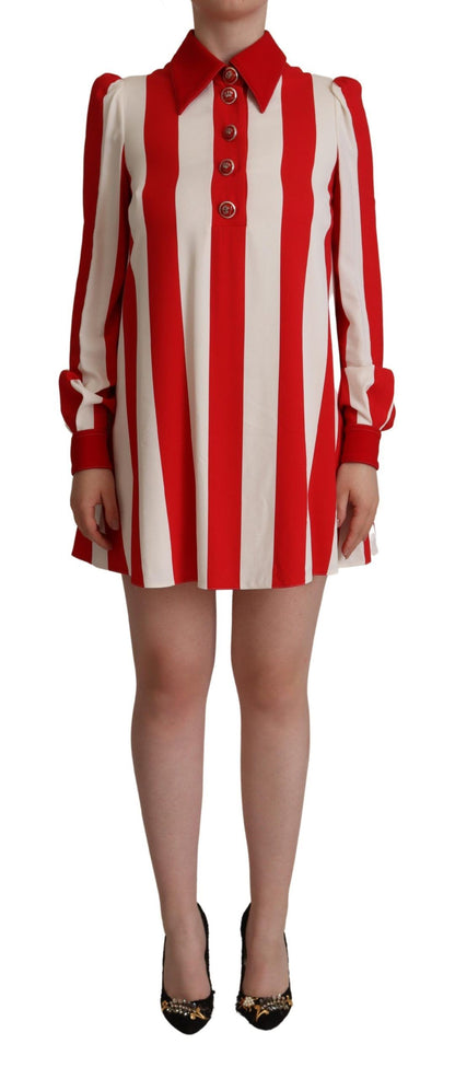  - Elegant Striped Shirt Mini Dress