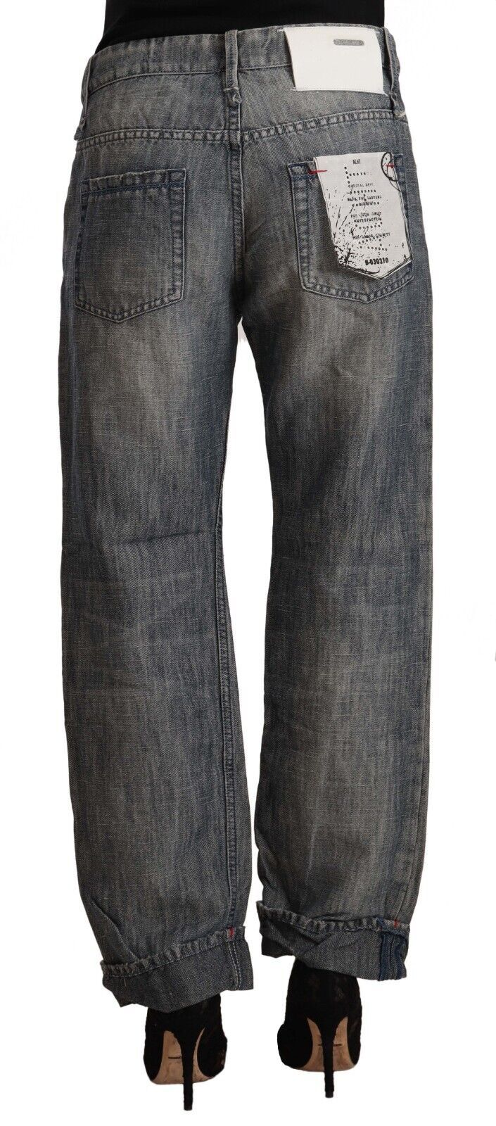  - Chic Gray Straight Cut Ramie-Cotton Jeans