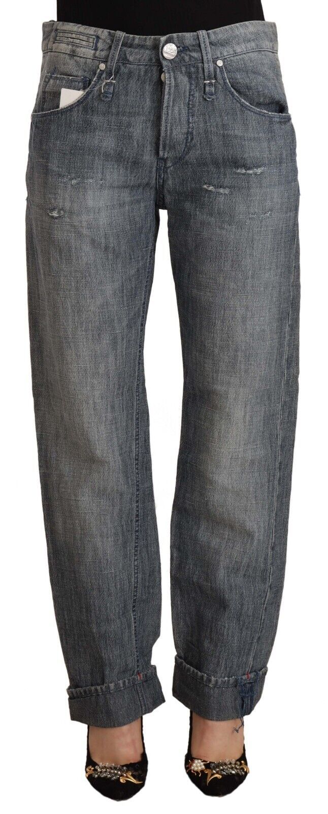  - Chic Gray Washed Straight Cut Jeans