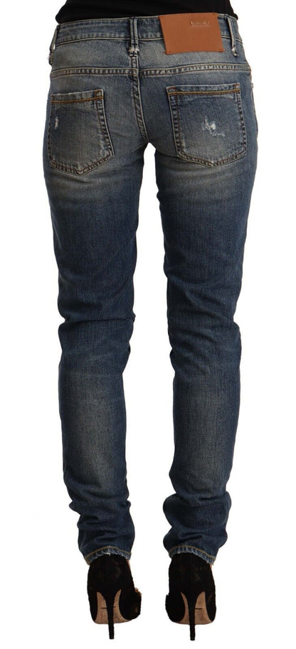  - Blue Washed Skinny Cotton Blend Jeans