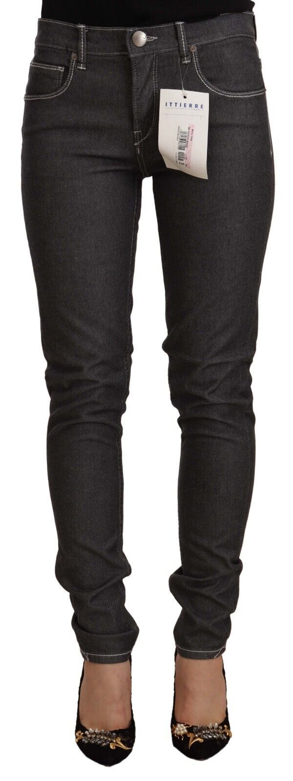  - Chic Mid Waist Skinny Black Jeans