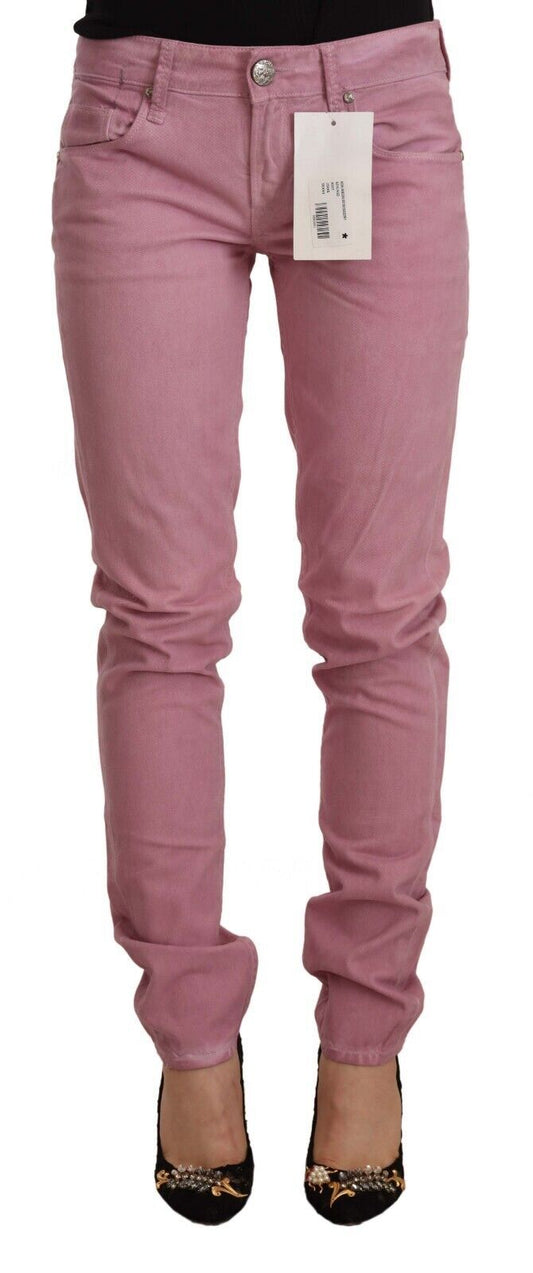  - Elegant Pink Slim Fit Denim Jeans