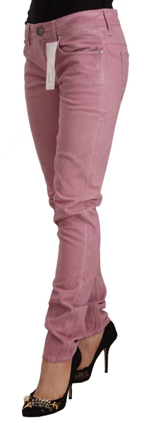  - Elegant Pink Slim Fit Denim Jeans