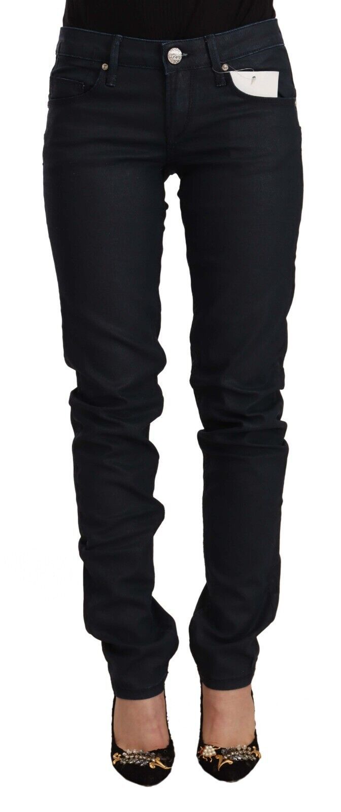  - Chic Low Waist Skinny Black Denim