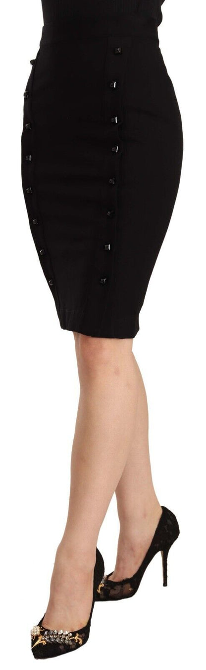  - Chic High-Waisted Pencil Skirt in Black