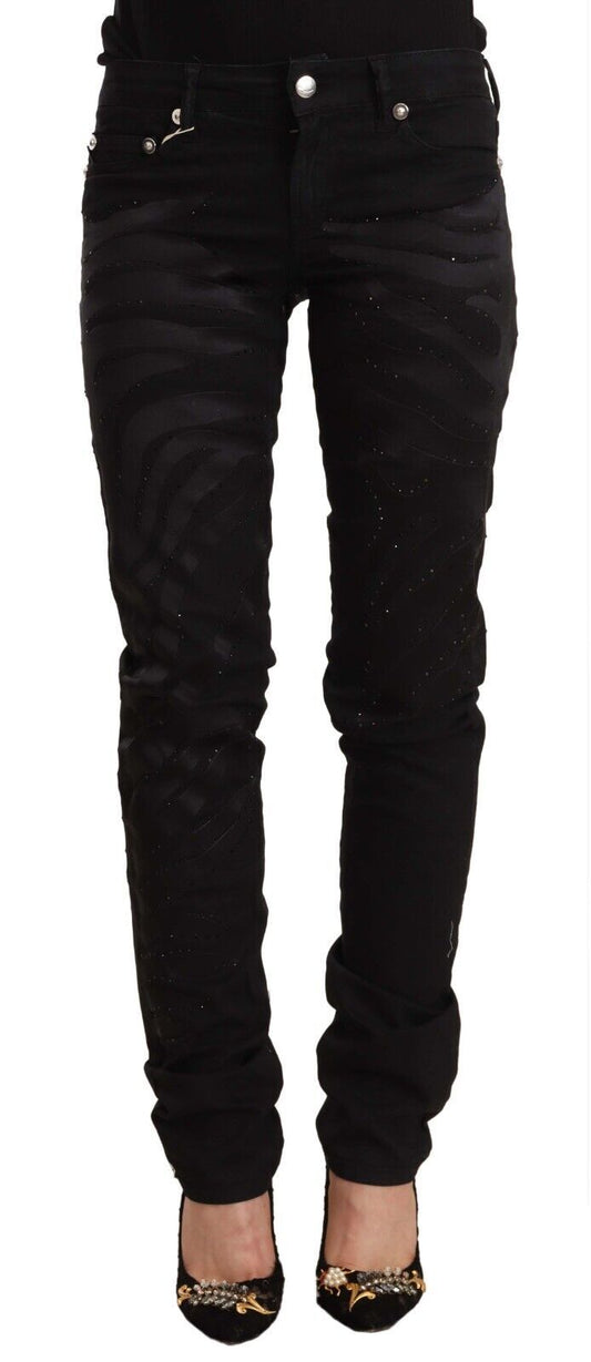  - Elegant Black Slim Fit Embellished Jeans