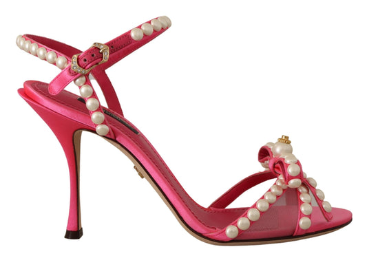  - Elegant Pink Pearl Embellished Heels Sandals