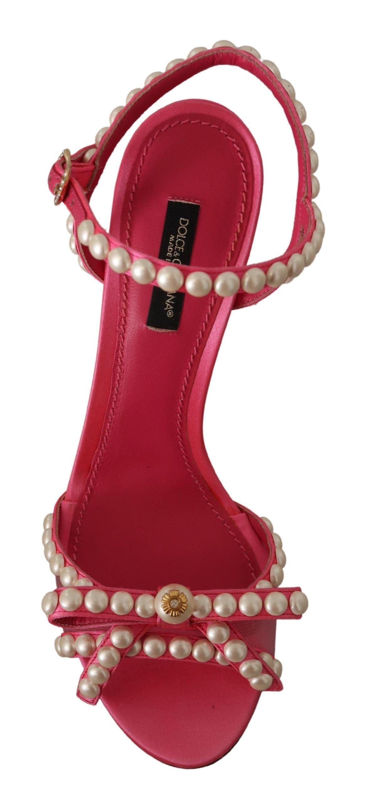  - Elegant Pink Pearl Embellished Heels Sandals