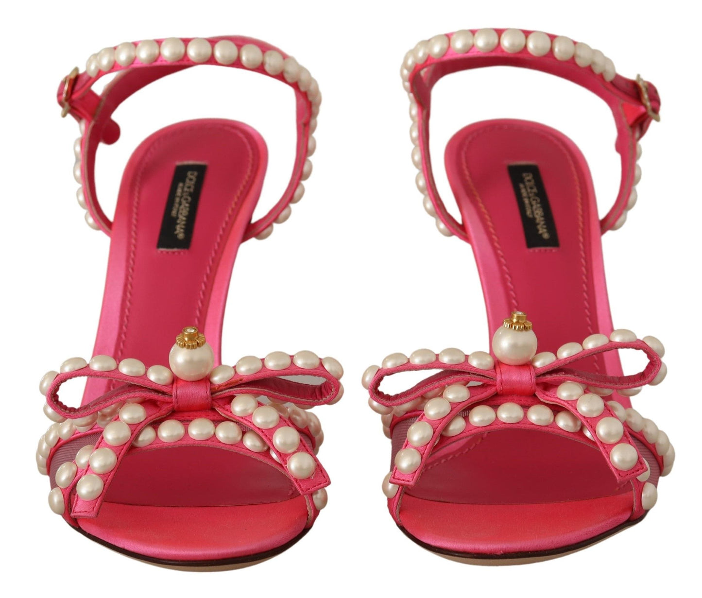  - Elegant Pink Pearl Embellished Heels Sandals