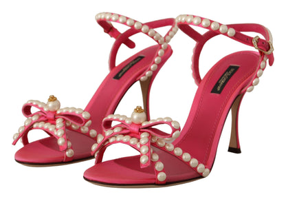  - Elegant Pink Pearl Embellished Heels Sandals