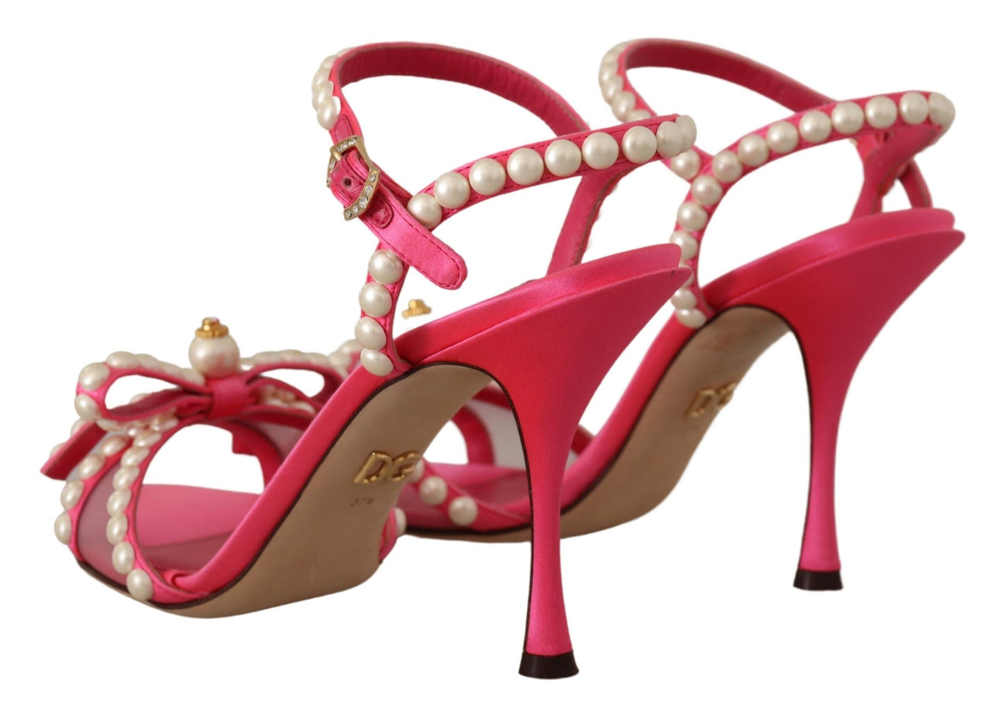  - Elegant Pink Pearl Embellished Heels Sandals