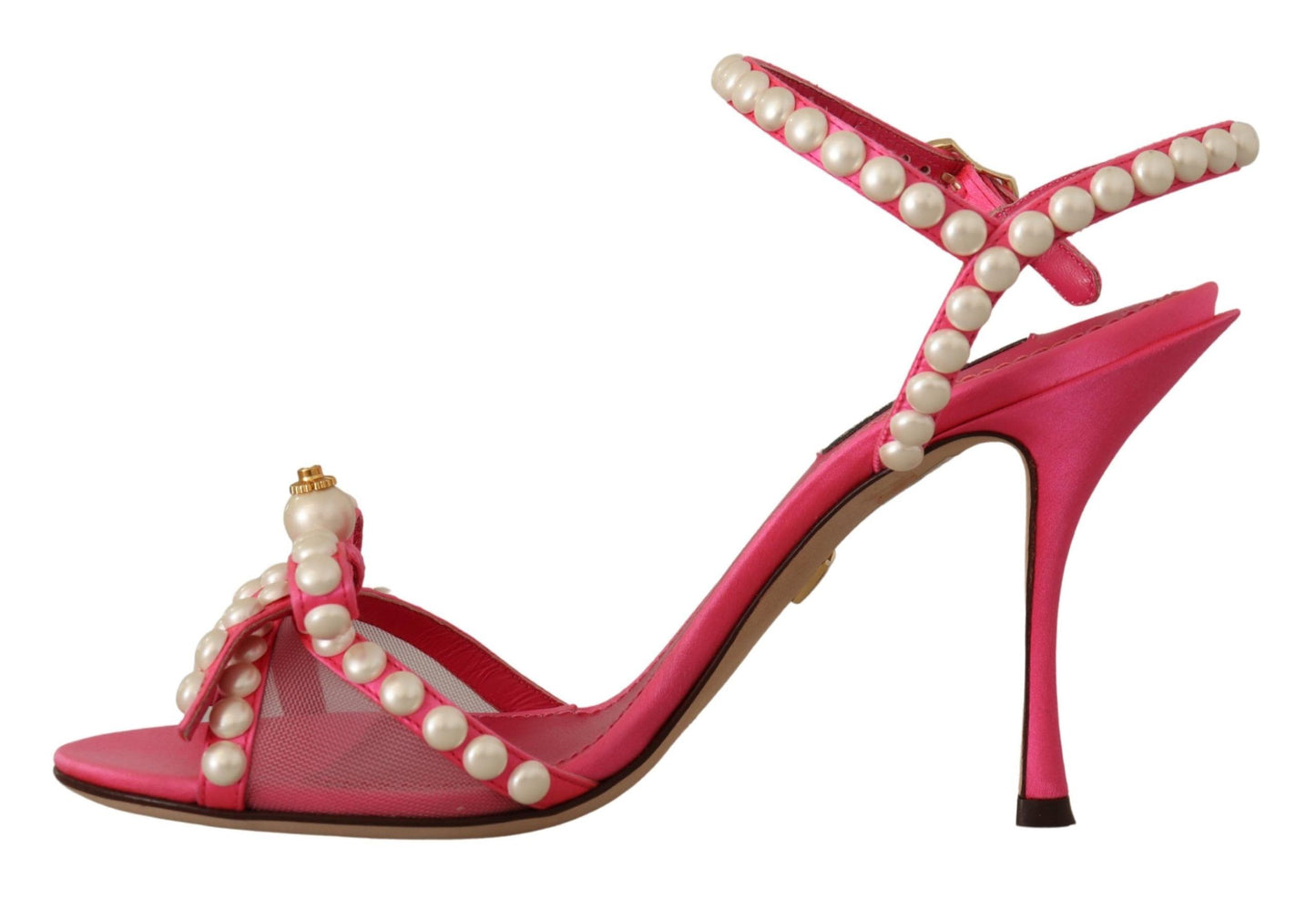  - Elegant Pink Pearl Embellished Heels Sandals