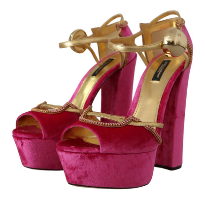  - Ethereal Pink Velvet Crystal Sandals