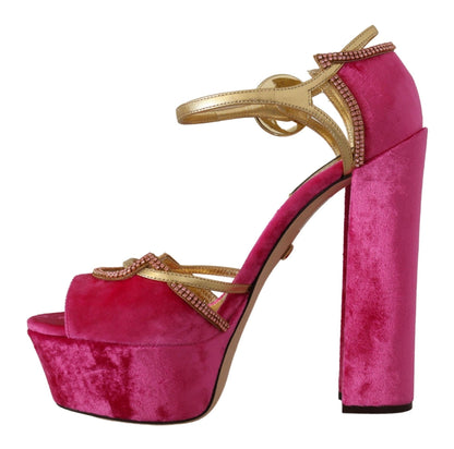  - Ethereal Pink Velvet Crystal Sandals