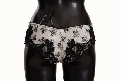  - Elegant White Lace Silk Briefs