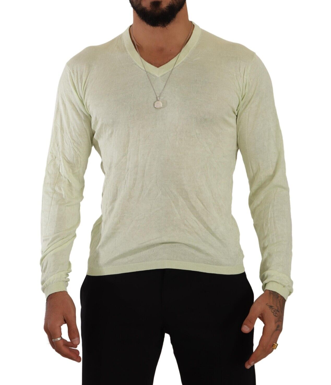  - Elegant Silk V-Neck Pullover Sweater