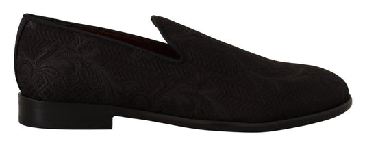  - Black Floral Brocade Slippers