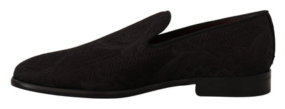  - Black Floral Brocade Slippers