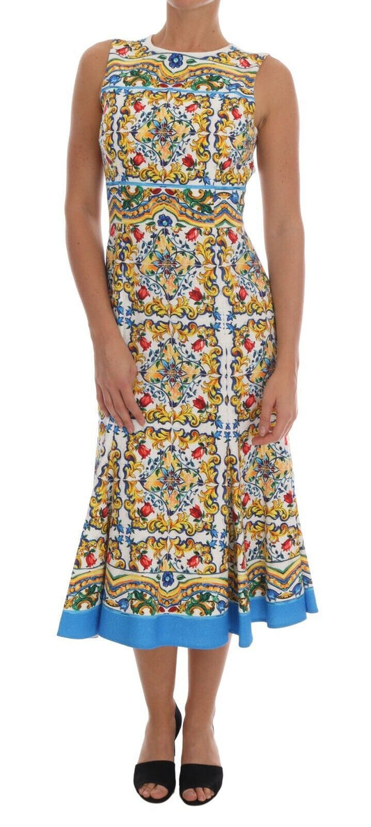  - Majolica Print Midi Sheath Dress