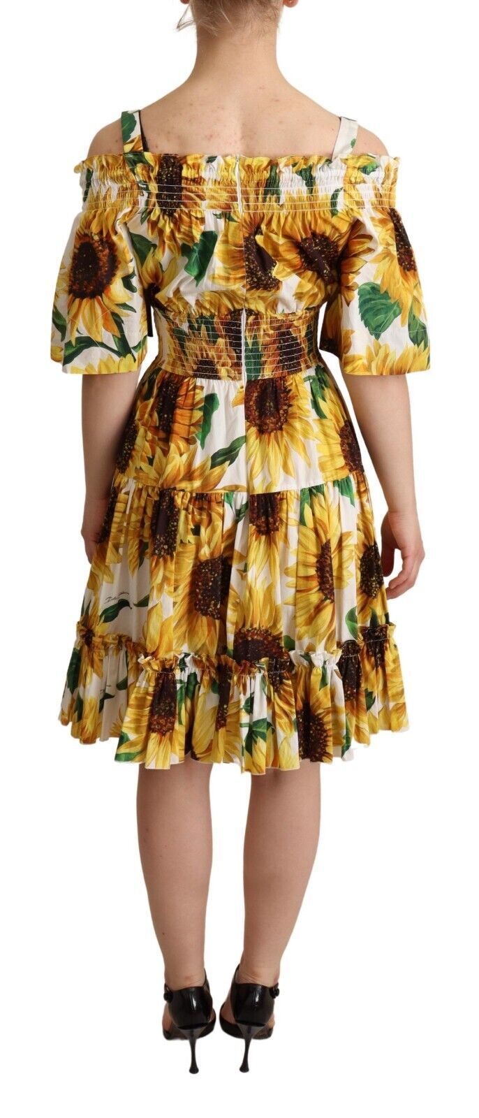  - Elegant Sunflower Open Shoulder Dress