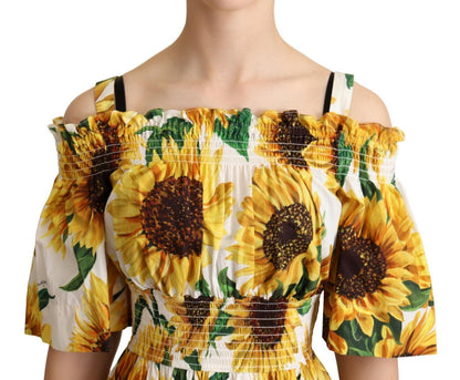  - Elegant Sunflower Open Shoulder Dress