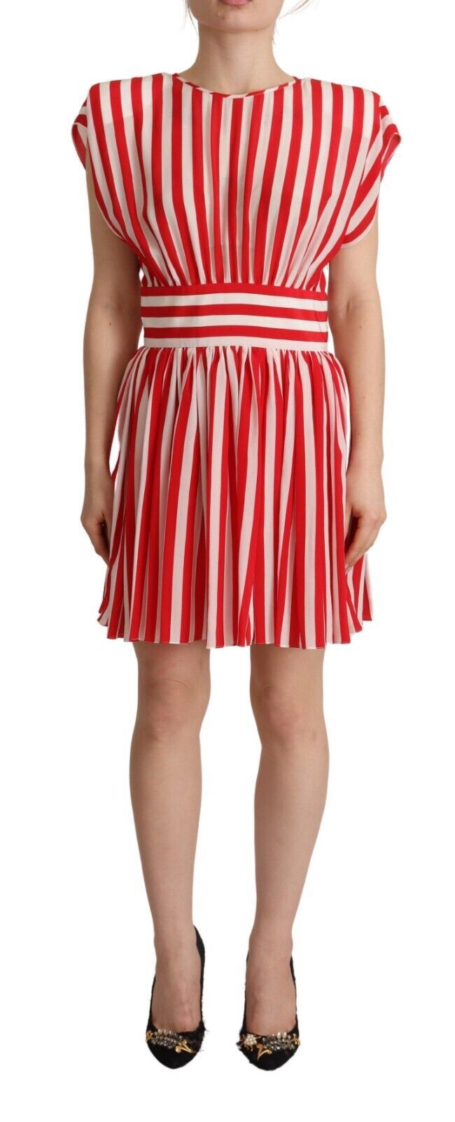  - Elegant Striped Silk A-Line Mini Dress