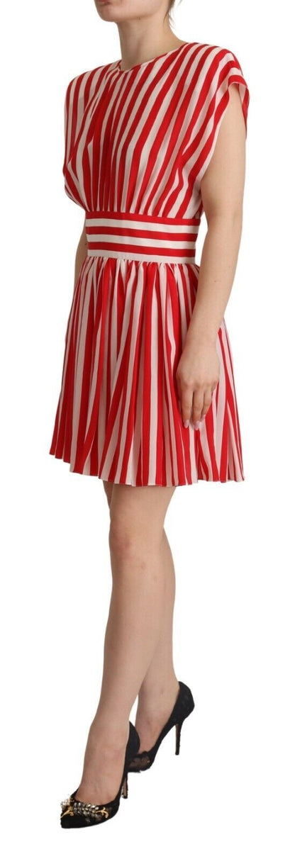  - Elegant Striped Silk A-Line Mini Dress