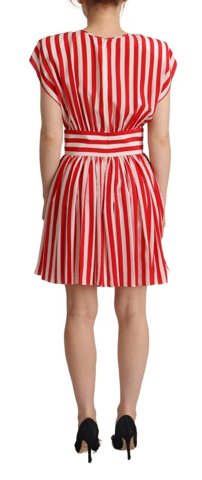  - Elegant Striped Silk A-Line Mini Dress