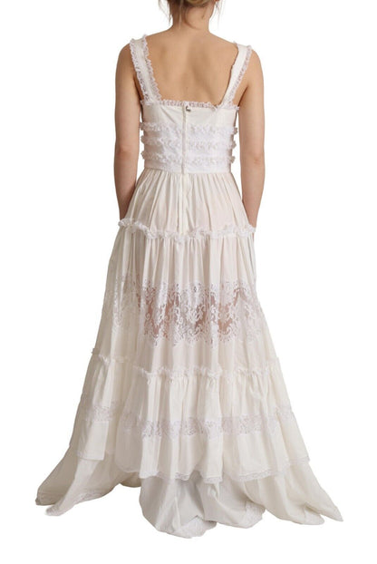  - Elegant White A-Line Tiered Maxi Dress