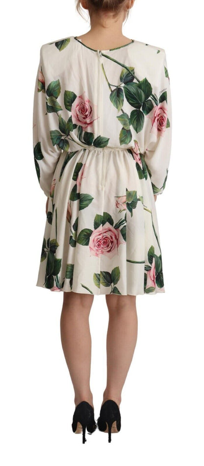  - Elegant Silk Floral A-Line Dress