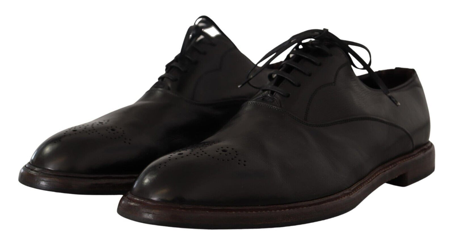  - Elegant Black Leather Derby Formal Shoes