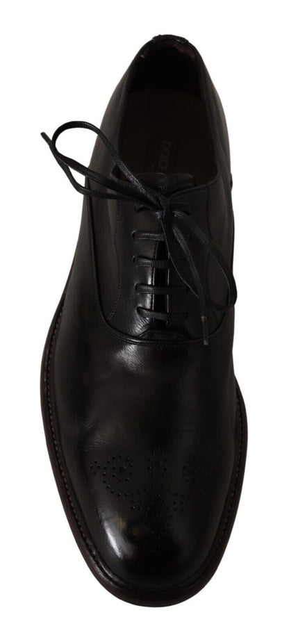  - Elegant Black Leather Derby Formal Shoes