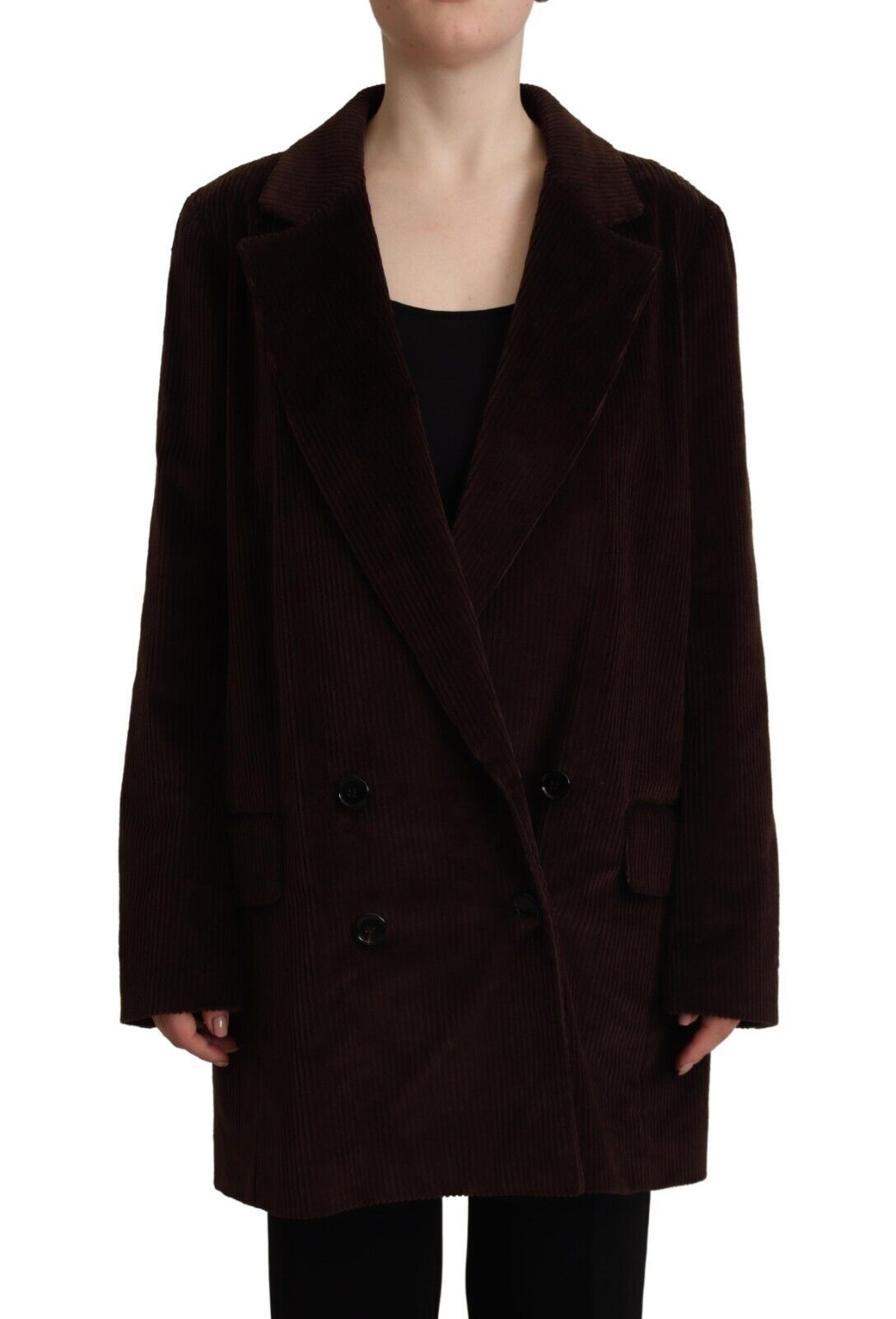  - Elegant Burgundy Double-Breasted Trench Coat