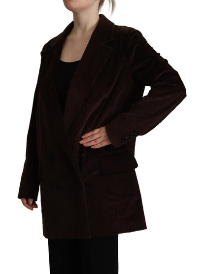  - Elegant Burgundy Double-Breasted Trench Coat