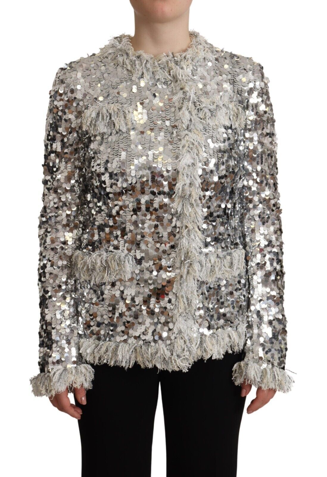 Chic Silver Sequined Jacket