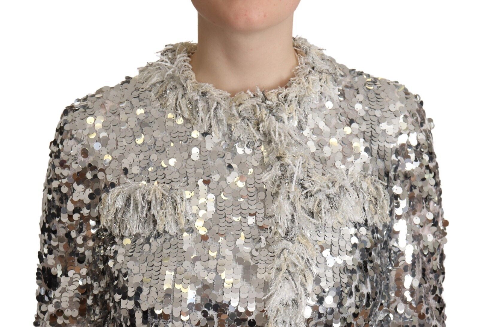 Chic Silver Sequined Jacket