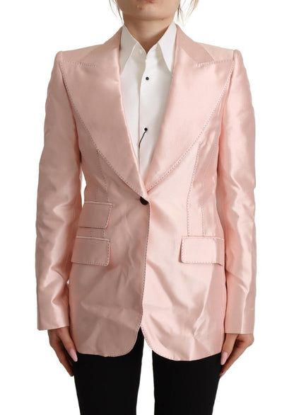  - Elegant Pink Silk Blazer Jacket