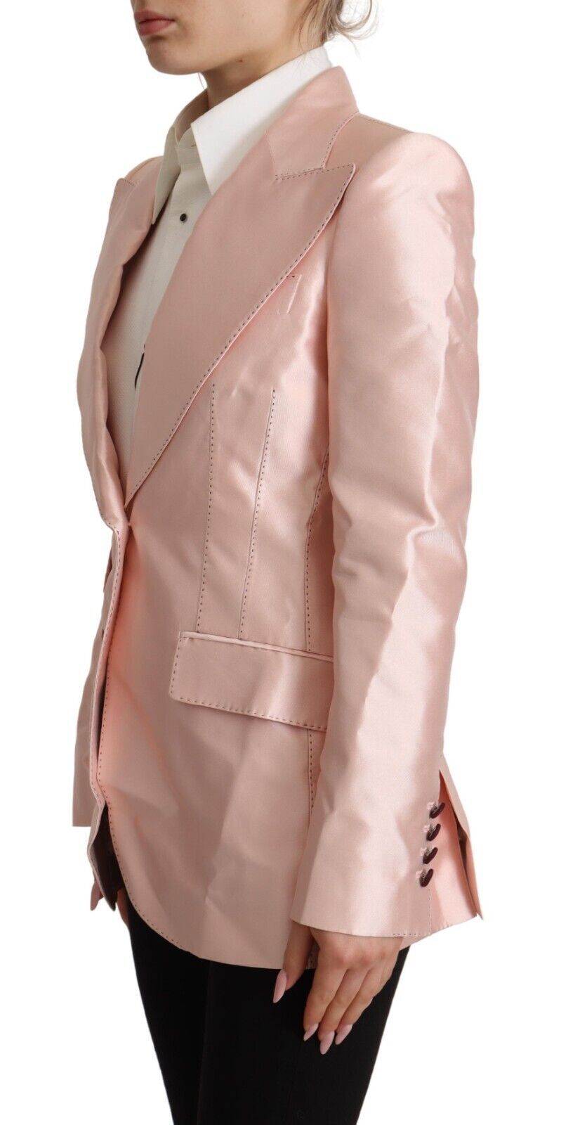  - Elegant Pink Silk Blazer Jacket