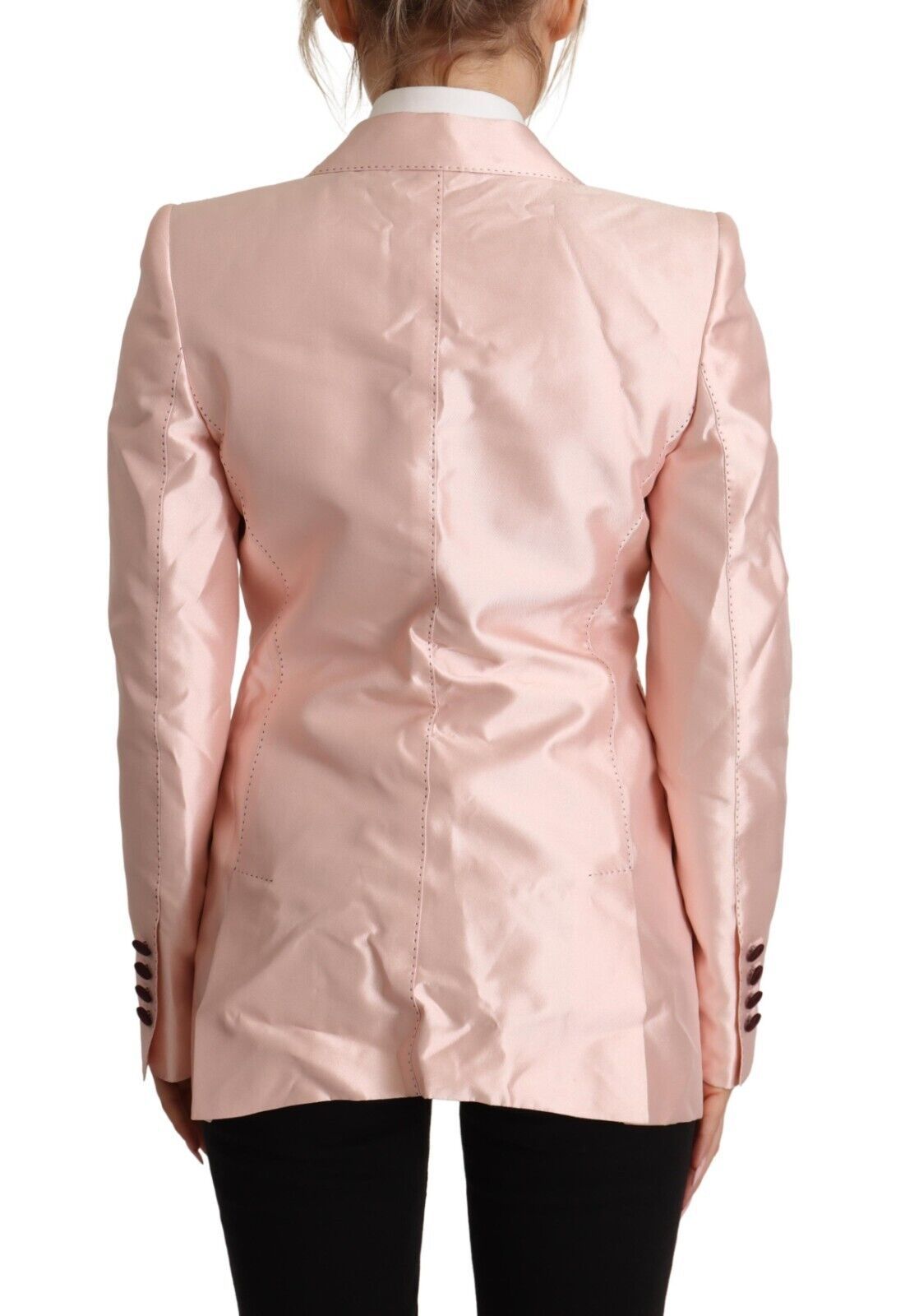  - Elegant Pink Silk Blazer Jacket