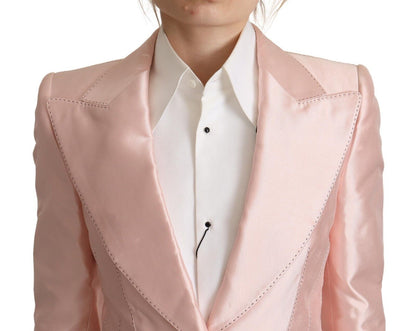  - Elegant Pink Silk Blazer Jacket