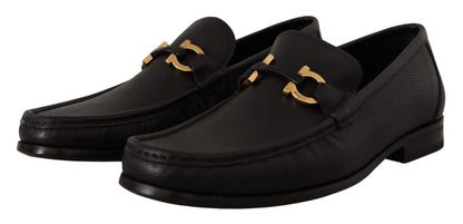  - Elegant Black Calf Leather Loafers