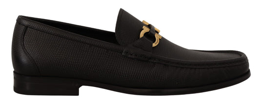  - Elegant Black Calf Leather Loafers