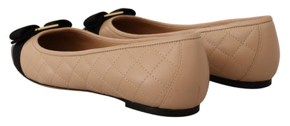  - Elegant Quilted Leather Flats - Chic Dual-Tone Design