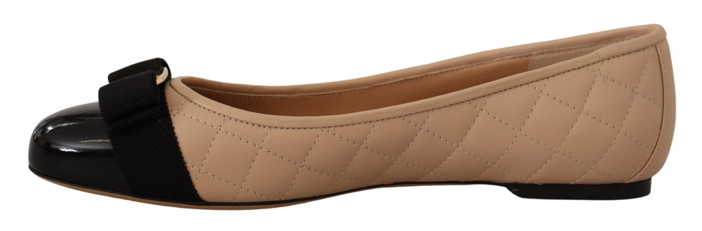  - Elegant Quilted Leather Flats - Chic Dual-Tone Design