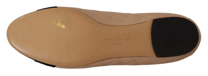  - Elegant Quilted Leather Flats - Chic Dual-Tone Design