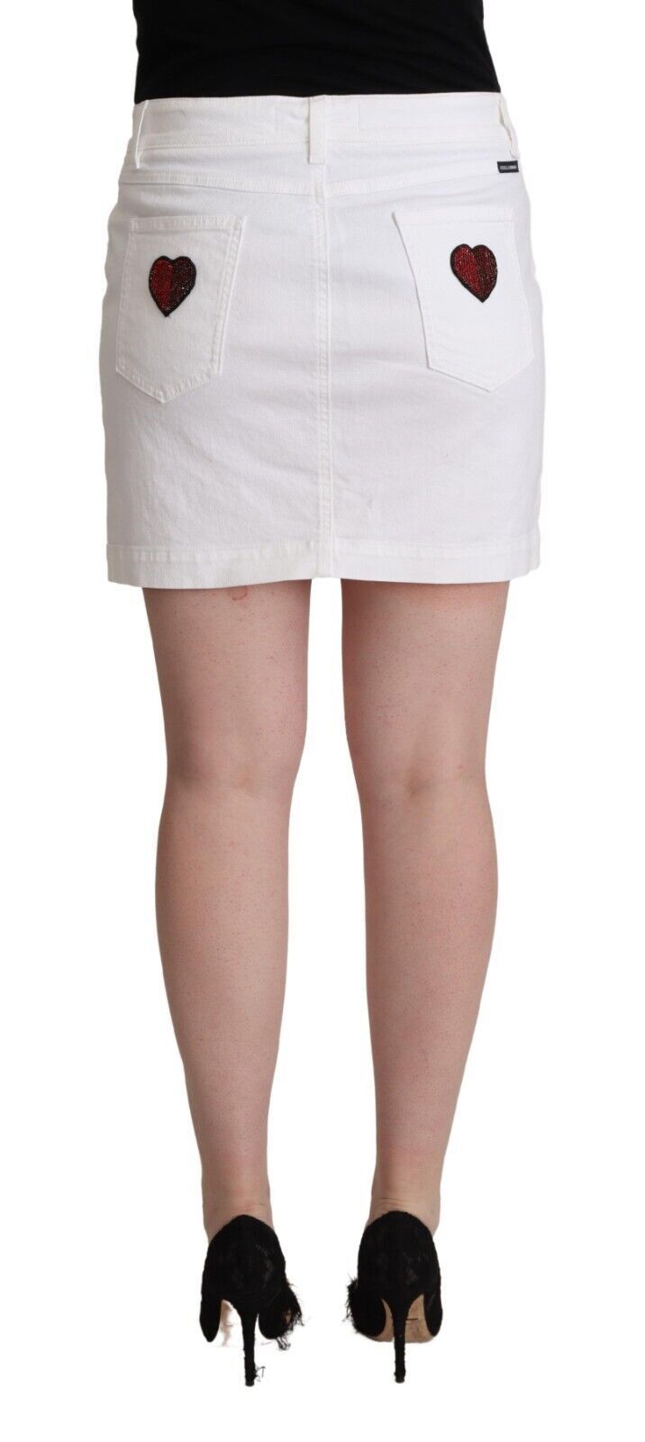  - Chic Embellished White Denim Mini Skirt