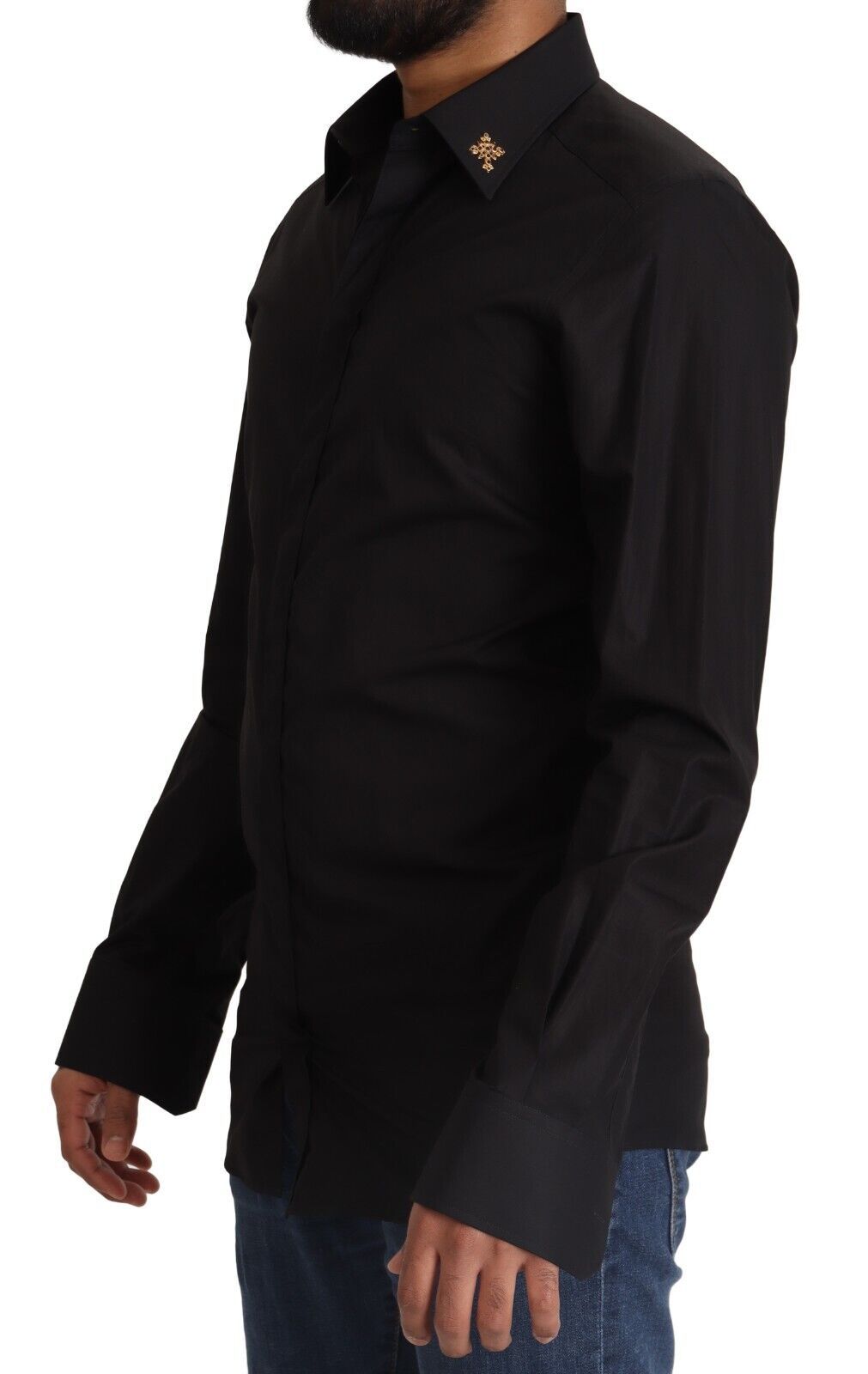  - Elegant Slim Fit Black Cotton Dress Shirt